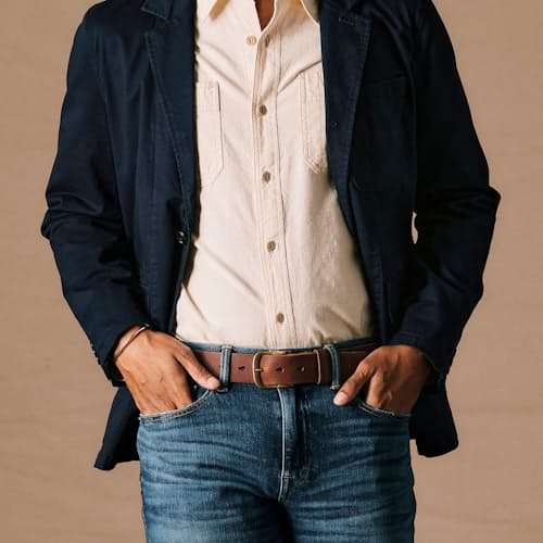 on model image of Vintage Leather Belt