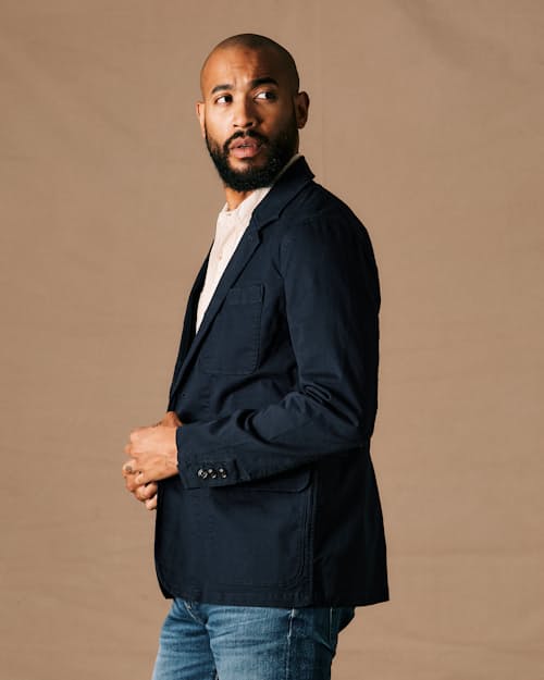 on model image of 365 Utility Blazer