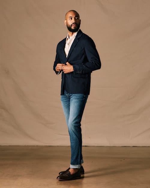 on model image of 365 Utility Blazer