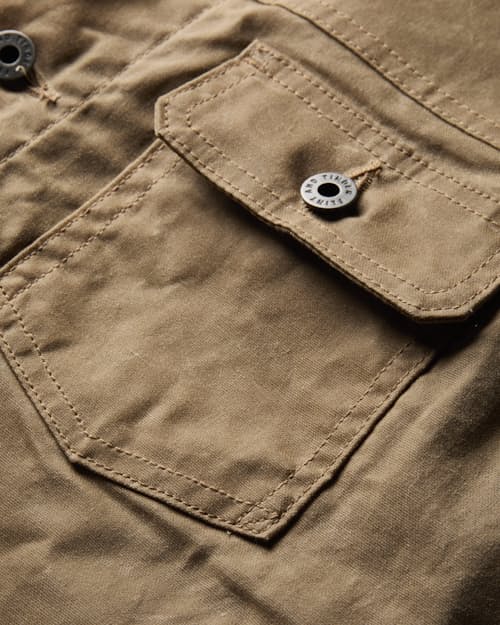 laydown detail image of Women's Flannel-Lined Waxed Trucker Jacket