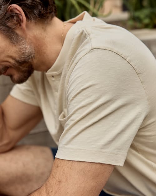 lifestyle image of Slub Jersey Short Sleeve Henley