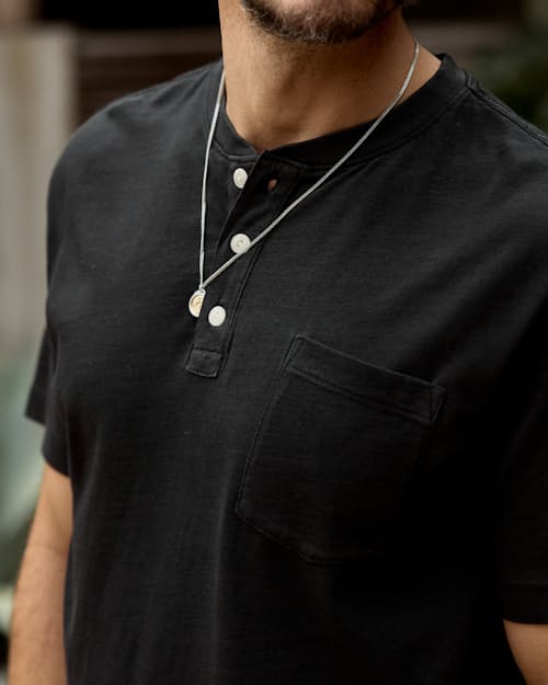 lifestyle image of Slub Jersey Short Sleeve Henley