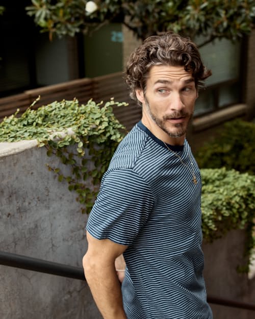 lifestyle image of Slub Jersey Pocket T-Shirt