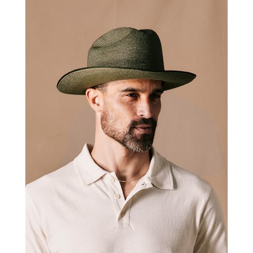 on model image of Open Road Hemp Straw Hat