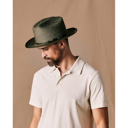 on model image of Open Road Hemp Straw Hat