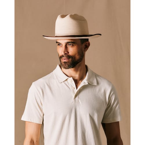 on model image of Open Road Hemp Straw Hat