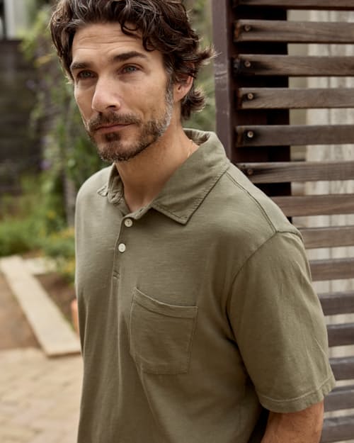 lifestyle image of The Vintage Slub Polo Shirt