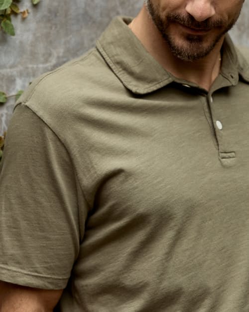 lifestyle image of The Vintage Slub Polo Shirt