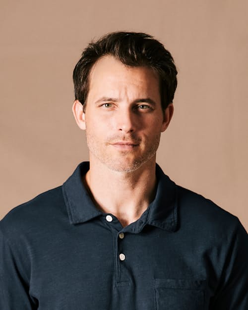 on model image of The Vintage Slub Polo Shirt