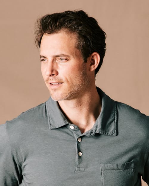 on model image of The Vintage Slub Polo Shirt