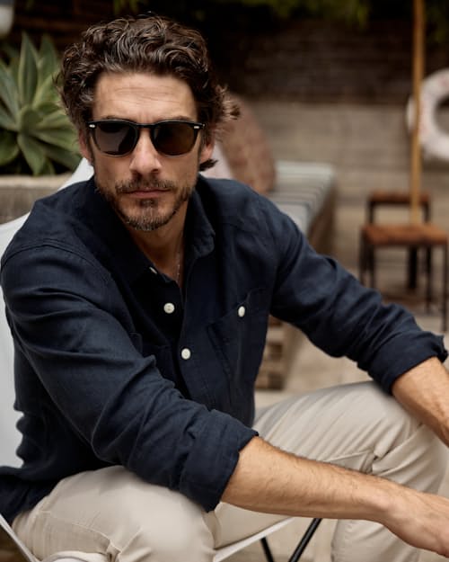 lifestyle image of Crossback Linen Workshirt