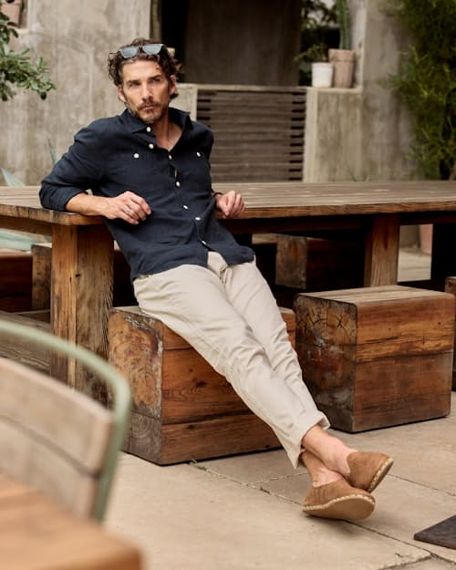 lifestyle image of Crossback Linen Workshirt