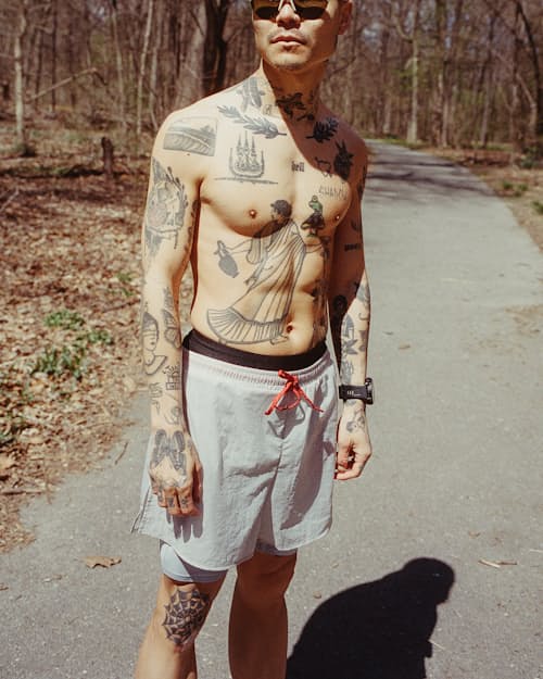 lifestyle image of Ripstop Layered Trail Shorts - 5"