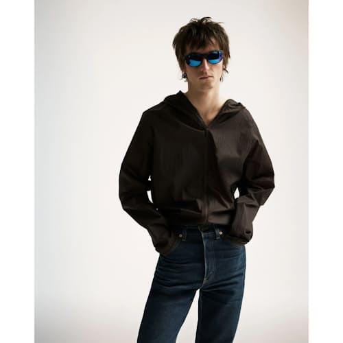 on model image of Ultralight Packable DWR Wind Jacket