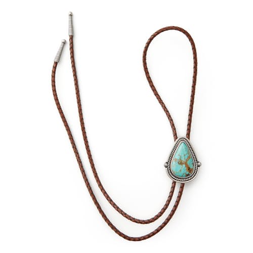 laydown image of Turquoise Drop Bolo Tie