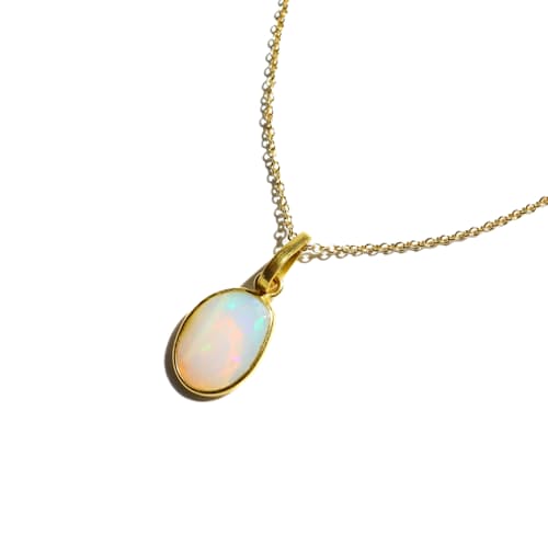 laydown detail image of Women's White Fire Opal Rose Cut Necklace