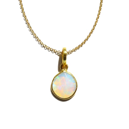 laydown detail image of Women's White Fire Opal Rose Cut Necklace