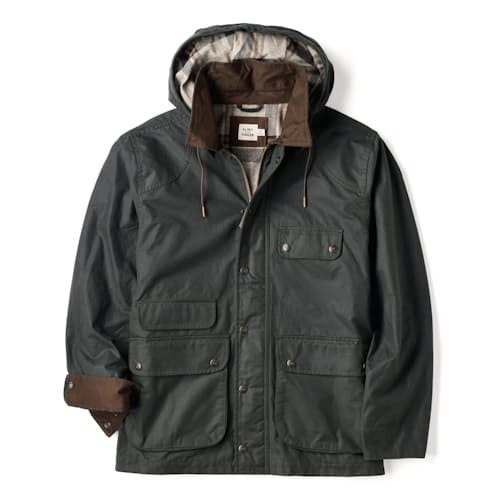 laydown image of Flannel-Lined Waxed Hudson Jacket