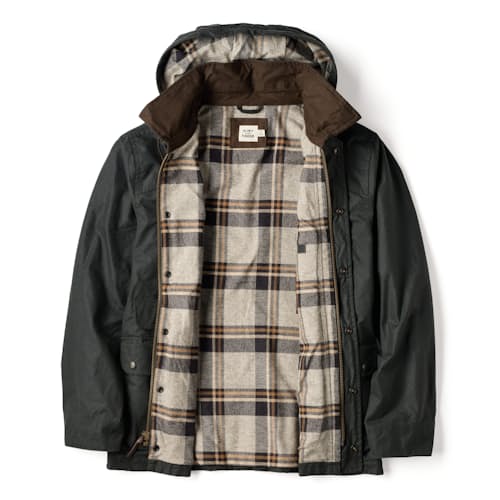 laydown image of Flannel-Lined Waxed Hudson Jacket