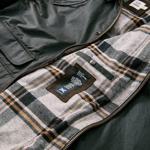 laydown detail image of Flannel-Lined Waxed Hudson Jacket