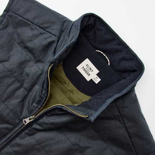 laydown detail image of York Quilted Waxed Vest