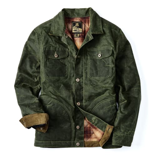 laydown image of Flannel-Lined Quilted Waxed Rancher