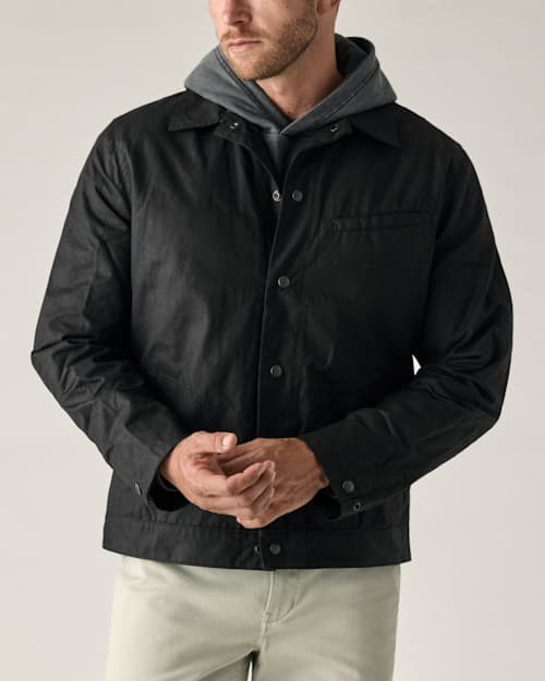 on model image of James Waxed Snap Jacket