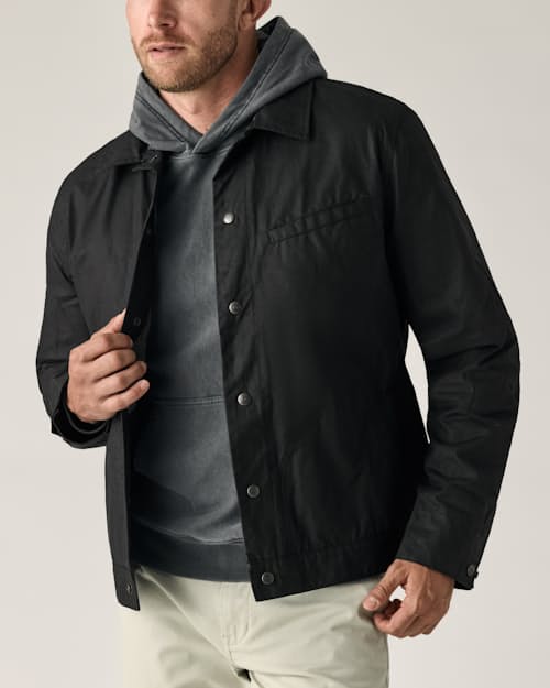 on model image of James Waxed Snap Jacket