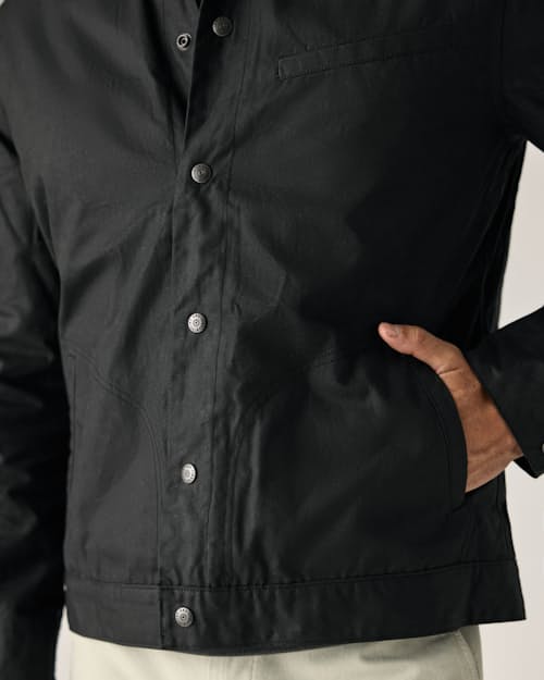 on model image of James Waxed Snap Jacket