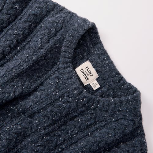 laydown detail image of Highlands Guide Cable Crewneck Sweater
