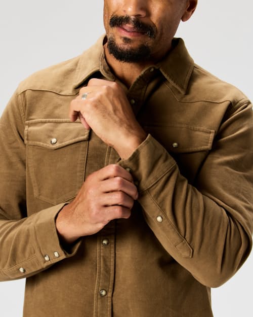 on model image of The Moleskin Spaghetti Western Shirt