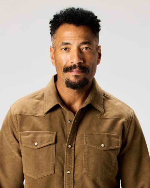 on model image of The Moleskin Spaghetti Western Shirt