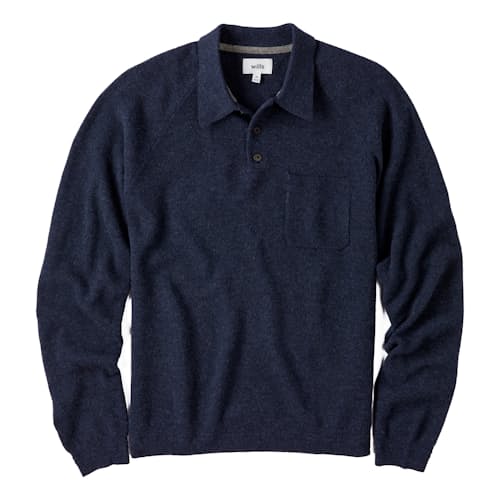 laydown image of Long Sleeve Knit Polo