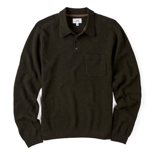 laydown image of Long Sleeve Knit Polo