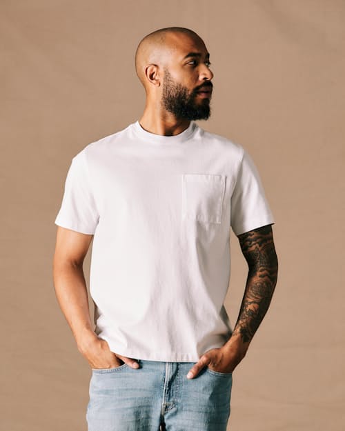 Gregory is 6'1", 175 lbs, and wearing size M