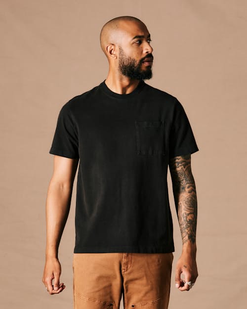on model image of American Heavyweight Pocket T-Shirt
