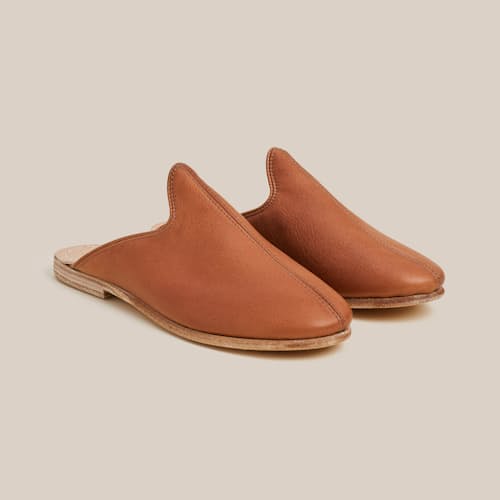 lifestyle image of Women's Baba Leather Slip On Mule