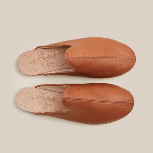 lifestyle image of Women's Baba Leather Slip On Mule