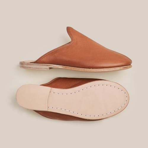 lifestyle image of Women's Baba Leather Slip On Mule