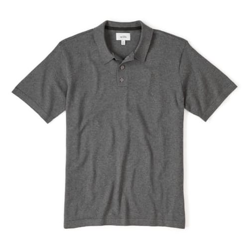 laydown image of Fine Ribbed Cotton Cashmere Polo Shirt