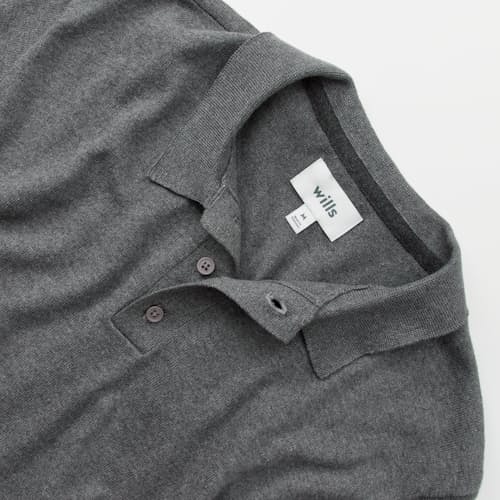 laydown detail image of Fine Ribbed Cotton Cashmere Polo Shirt