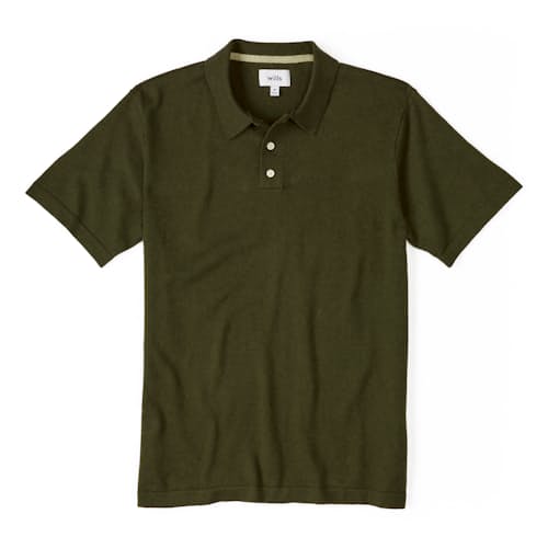 laydown image of Fine Ribbed Cotton Cashmere Polo Shirt