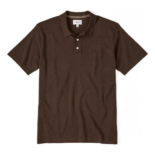laydown image of Fine Ribbed Cotton Cashmere Polo Shirt