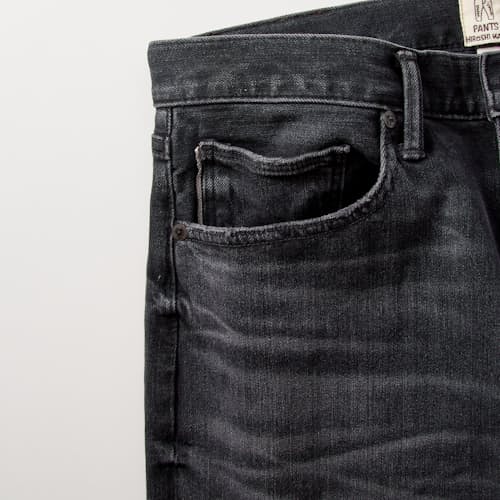 laydown detail image of The Pen Slim Stretch Selvedge Denim Jeans