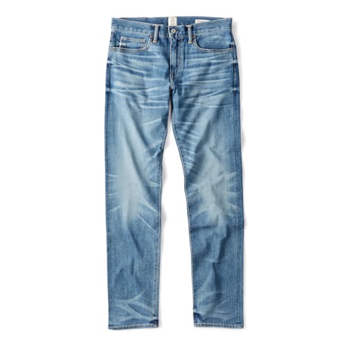 laydown image of The Pen Slim Stretch Selvedge Denim Jeans