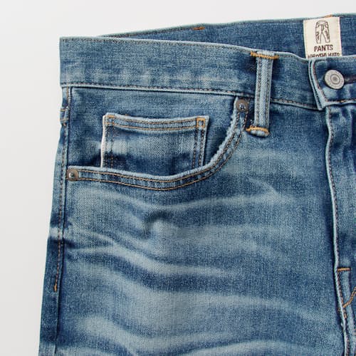 laydown detail image of The Pen Slim Stretch Selvedge Denim Jeans
