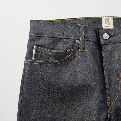 laydown detail image of The Pen Slim Stretch Selvedge Denim Jeans