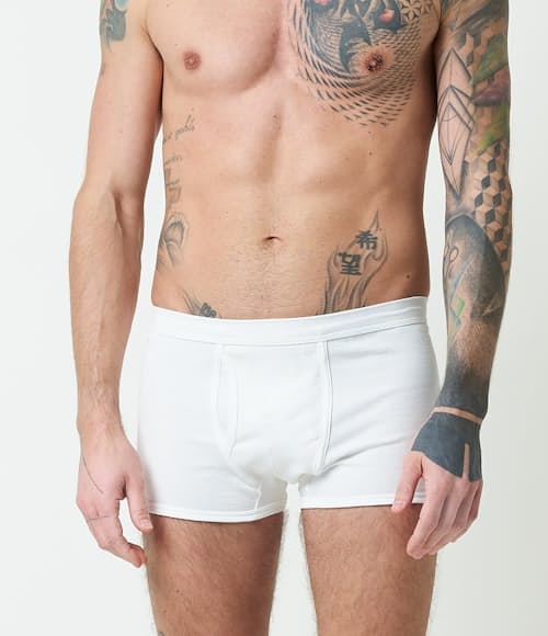 on model image of Loopwheeled Boxer Brief