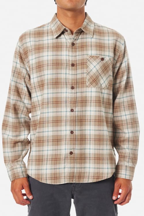 on model image of Derek Midweight Brushed Flannel