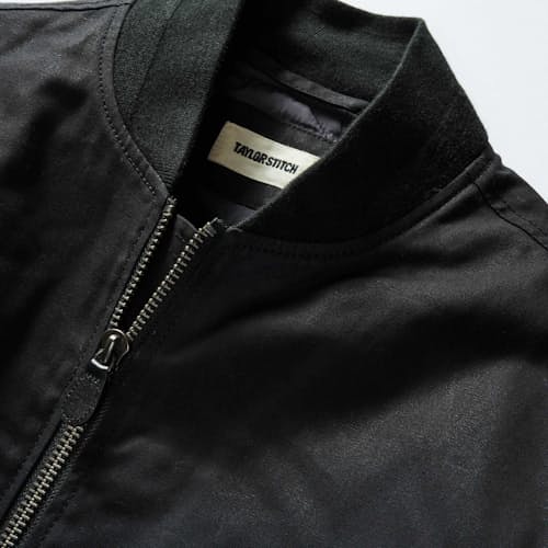 laydown detail image of The Dry Waxed Bomber Jacket